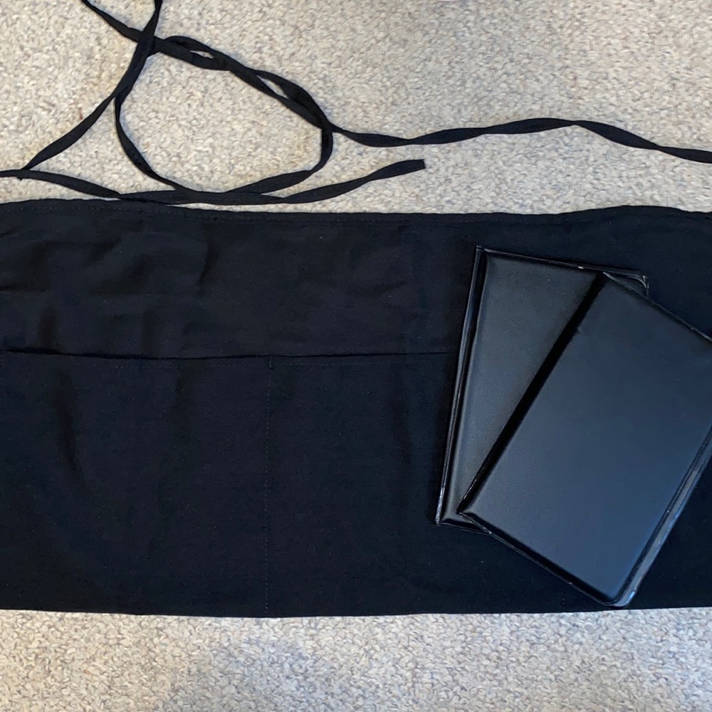 WAITRESS APRON AND BOOKS